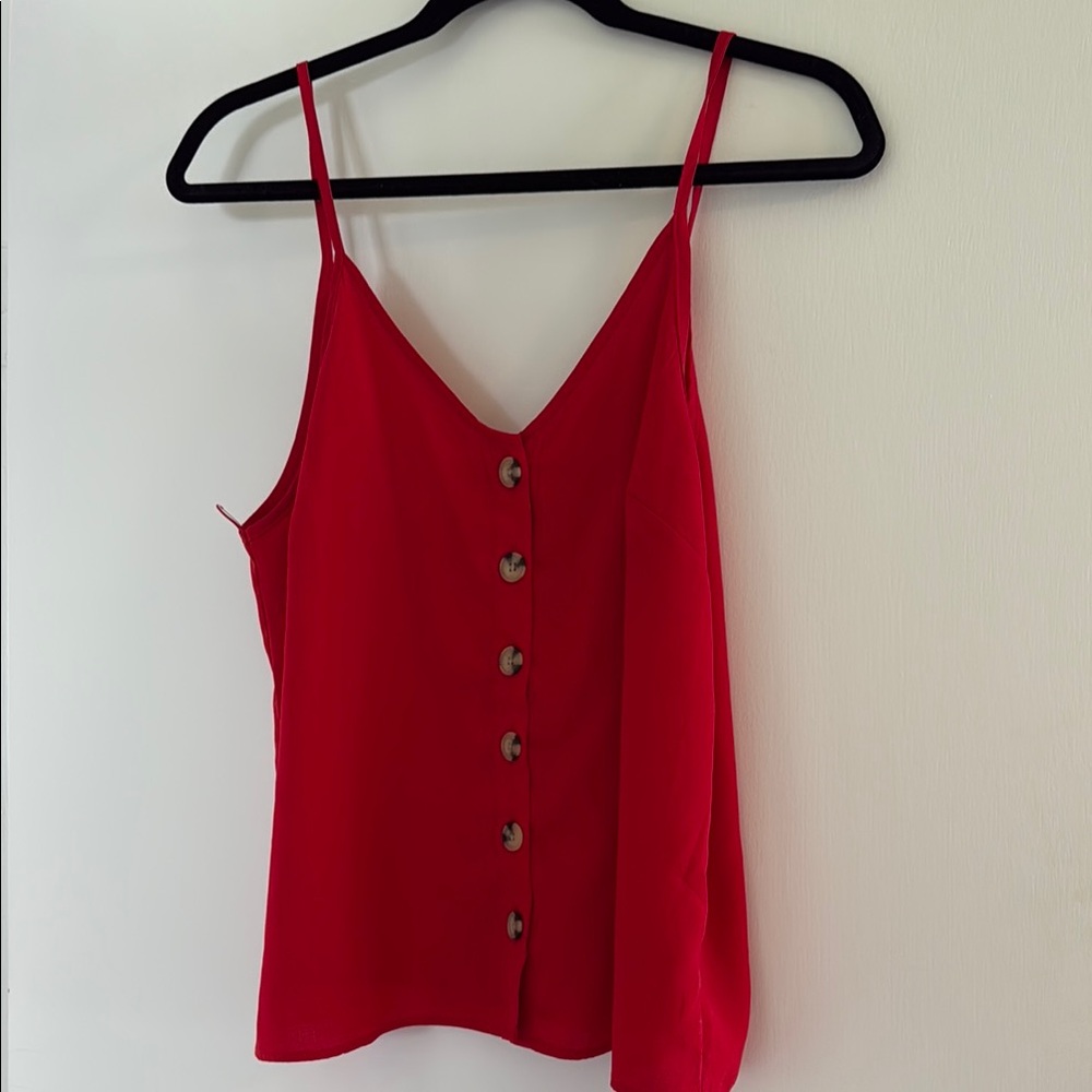 Paper Crane Red Fitted Buttoned Camisole
